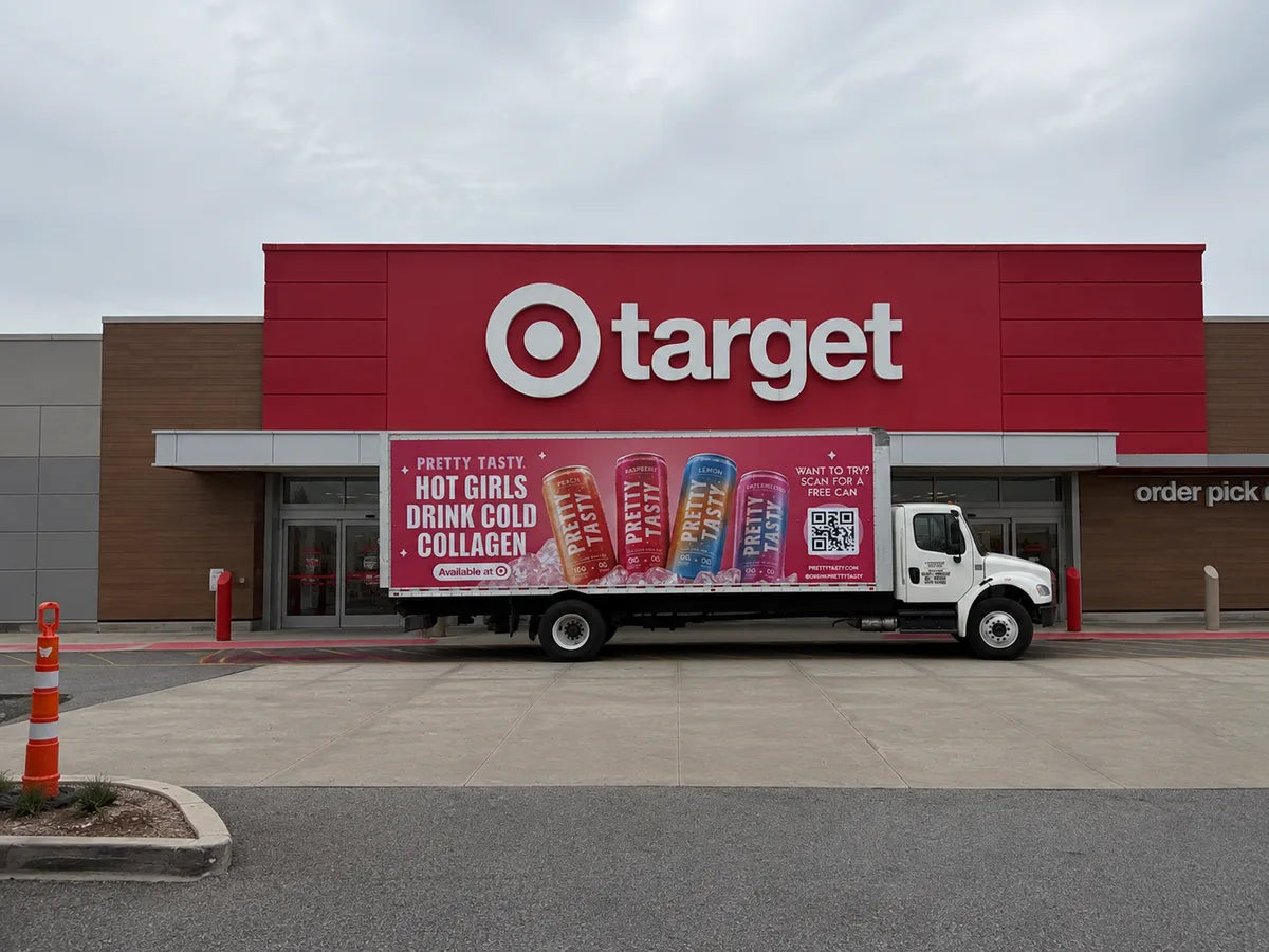 Pretty Tasty delivery truck outside Target